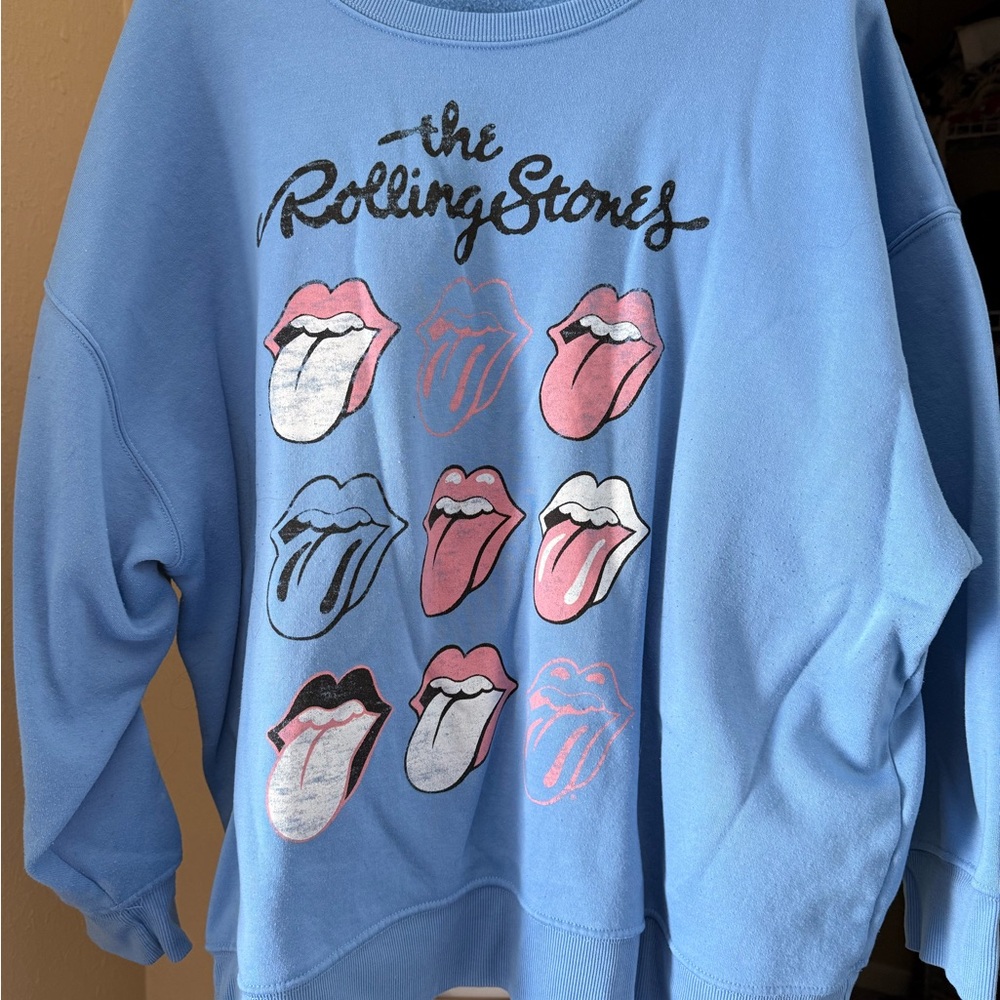 The Rolling Stones Blue and Pink Graphic Sweater
